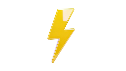 Yellow 3D Lightning Bolt Icon