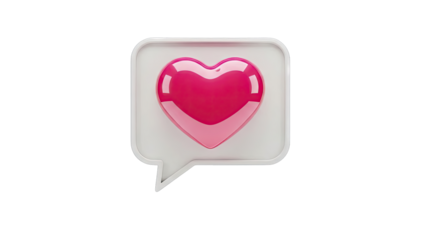 Glossy Pink Heart in Speech Bubble Icon