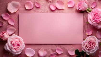 Horizontal Pink Template Framed With Rose Petals Offering A Romantic And Elegant Layout For Product Previews And Advertising Designs
