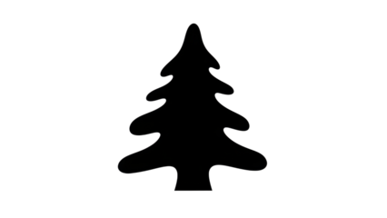 Minimalist White Christmas Tree Outline On Black Background