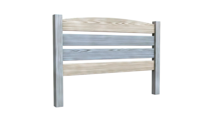 Wooden Headboard with Curved Top and Slatted Design