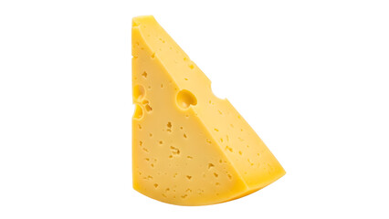 Yellow Cheese Wedge With Holes Isolated On Black Background
