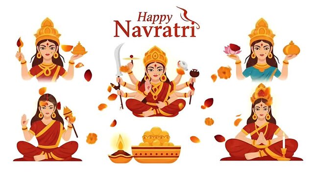 Happy Navratri Goddess Durga Worship Religious Festival Celebration