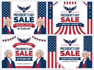 Usa flag american banner sale background concept independence day design with patriotic color and cheerful promotion theme for holiday event advertising layout presidents day concept