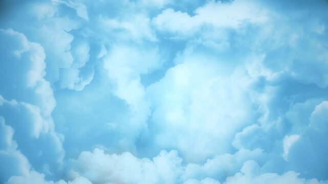 Cloud Tunnel SciFi Fluffy Clouds Slow Motion Cloudscape - Blue Color - - Seamless Loop Background
