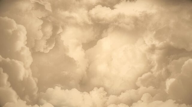 Cloud Tunnel Light Fluffy Clouds Slow Motion - Warm Spiritual Color - Cloudscape Seamless Loop Background