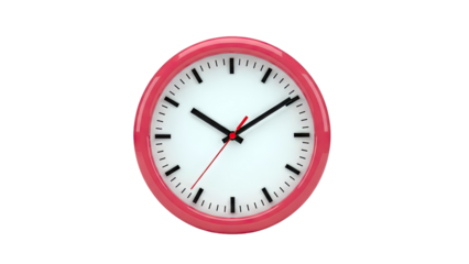 Round Red Wall Clock with Black Hands and White Face