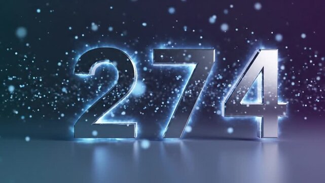  Number 274 with Glowing Particles and Light Streaks