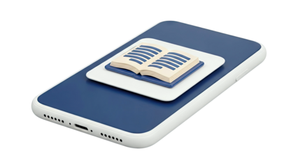 Smartphone with an open book icon