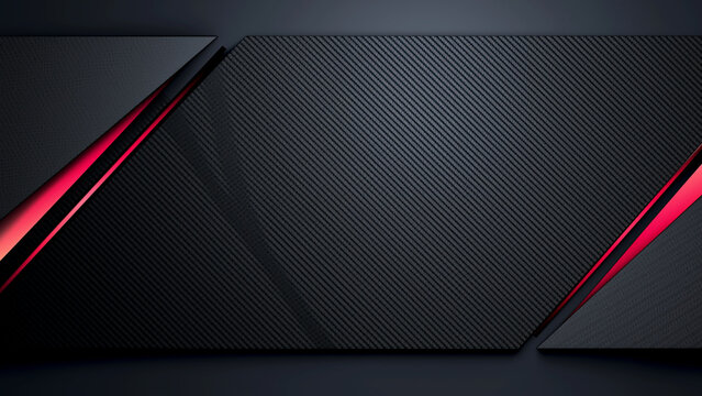 赤いネオンラインが走る黒いカーボン調のメタリックな背景