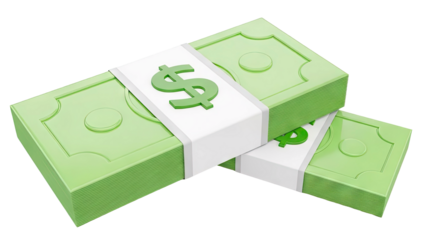 Stacks of Play Money with Dollar Signs