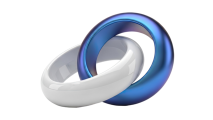 Interlocking Rings: White and Blue Metallic
