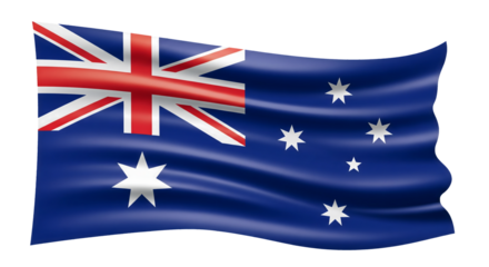 The australian flag waving with a white background symbolizing national pride and patriotism