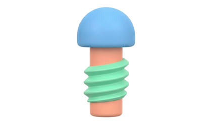 Stylized Screw with Blue Cap