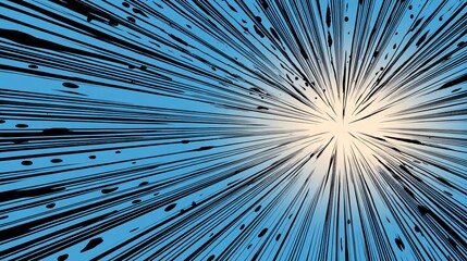 Fototapeta premium Abstract futuristic blue lines converging towards bright light background