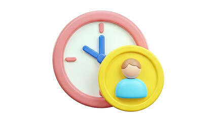 3D Icon: Person profile combined with a clock