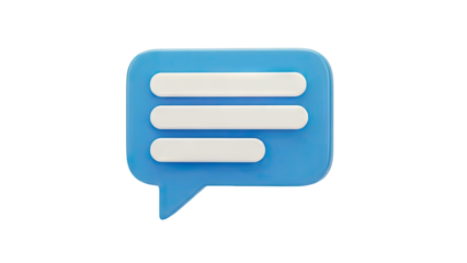 3D Blue Chat Bubble Icon with White Lines