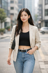 Confident Woman in City Street