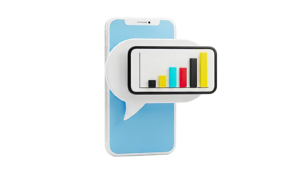 Smartphone displaying a growth chart within a speech bubble