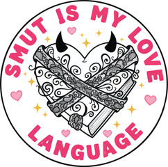 Smut Is My Love Language – Decorative Heart Book Illustration