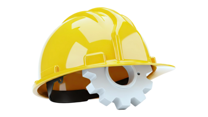 Yellow Hard Hat with White Gear