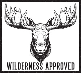 Sarcastic Black and White Engraving Style Hunting Illustration of a Deer in Vintage Etching Style