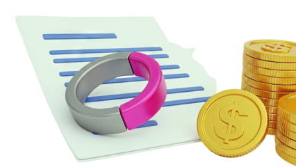 Financial Report with Charts and Coins