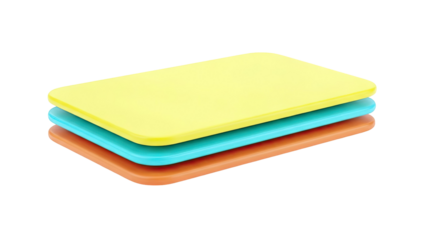 Stack of three colorful cutting boards