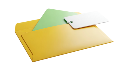 Yellow Envelope with Green Card and White Tag