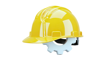 Yellow Hard Hat and Gear Symbol