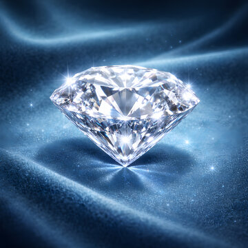 AI Crystal Diamond . Premium illustration of a crystal-cut diamond on velvet turquoise background with soft studio lighting, perfect for design, print, and digital projects.