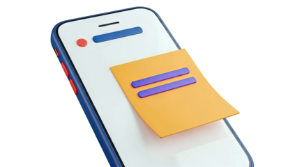 3D Rendered Smartphone with Sticky Note