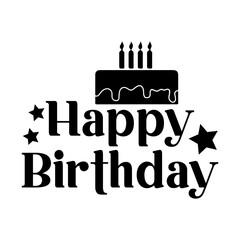 Happy Birthday typography design on plain white transparent isolated background for card, shirt, hoodie, sweatshirt, apparel, tag, mug, icon, poster or badge