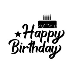 Happy Birthday typography design on plain white transparent isolated background for card, shirt, hoodie, sweatshirt, apparel, tag, mug, icon, poster or badge