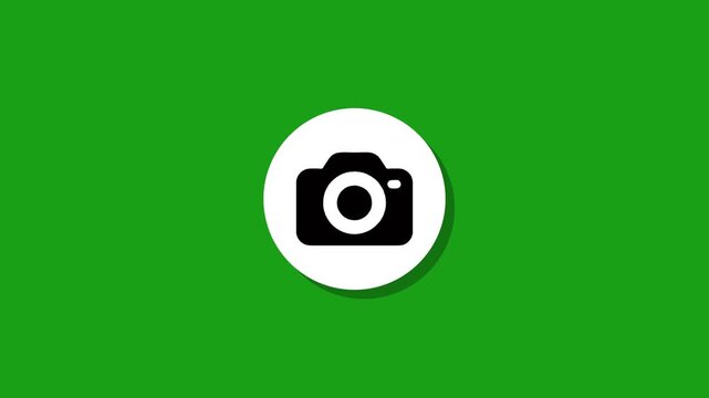Camera icon appearing on green screen with shadow effect motion graphic