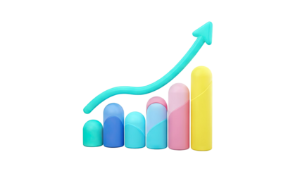 3D Growth Chart with Upward Arrow