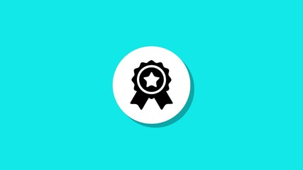 Animated medal icon with star symbol, a badge of honor or award, appearing on solid background in a smooth motion graphic