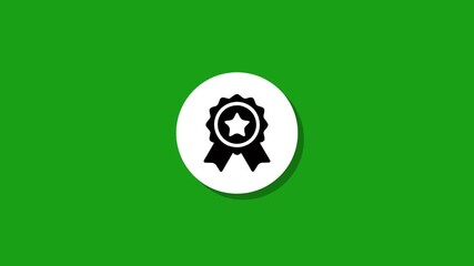Animated award ribbon icon on green background, motion graphics for recognition and achievement