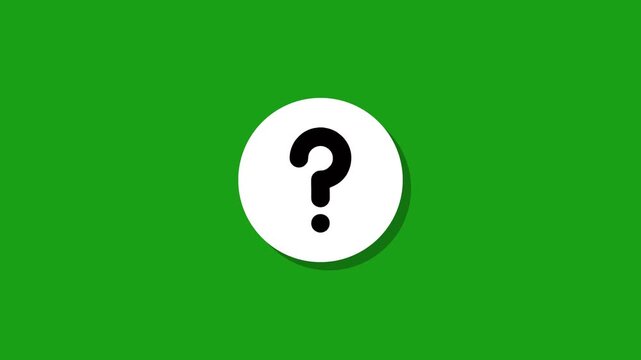 White circle transforms into question mark on green screen background motion graphic