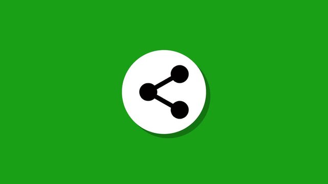Share icon symbol animation pop up transition on green background dynamic chroma key footage element