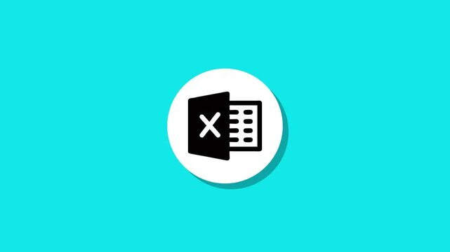 Minimalist excel document icon animation on turquoise background for business data management and spreadsheet organization