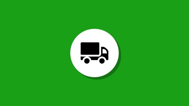 Delivery truck animated icon on green screen, looping motion graphic of transportation vehicle