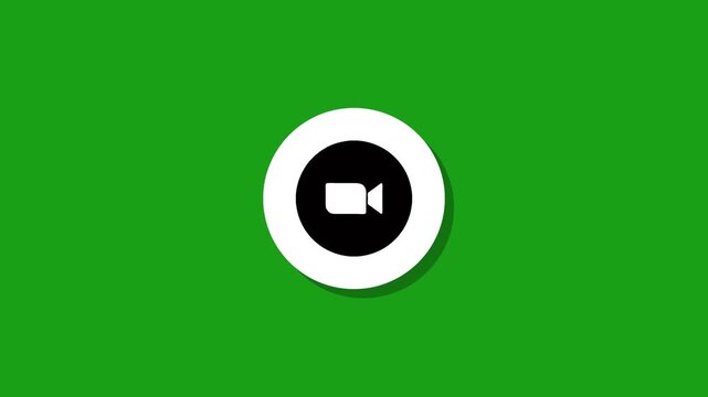 Animated video camera icon reveal on green screen dynamic video call recording symbol button motion graphic clip