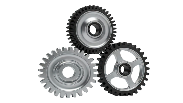 Three Interlocking Gears - Powered by Adobe