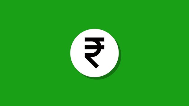 Indian rupee symbol motion graphic on green screen background, currency icon