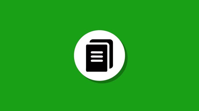 Simple animation of documents icon appearing on vibrant green background screen motion graphic
