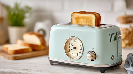 British summer time begins with toast in retro kitchen scene