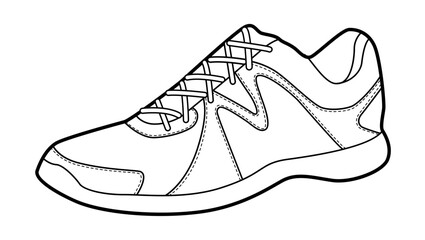 Unisex running sneaker shoe single sketch. Light sport footwear for warm season training, outdoor fitness. Technical fashion illustration, CAD mockup, clean vector man woman isolated athletic style.