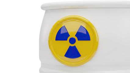 White barrel with radioactive symbol