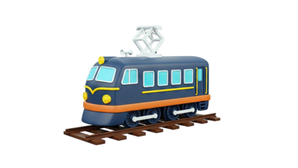3D Render of a Toy Electric Train on Tracks